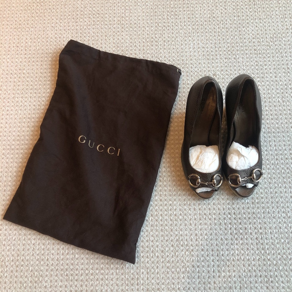 Brown Gucci Wedges